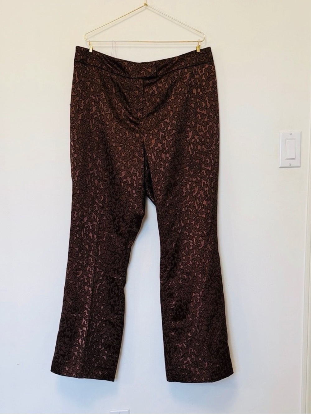 Tribal Chocolate Brown Wide Leg Floral Patterned Dress Pants 🔥 Size 14